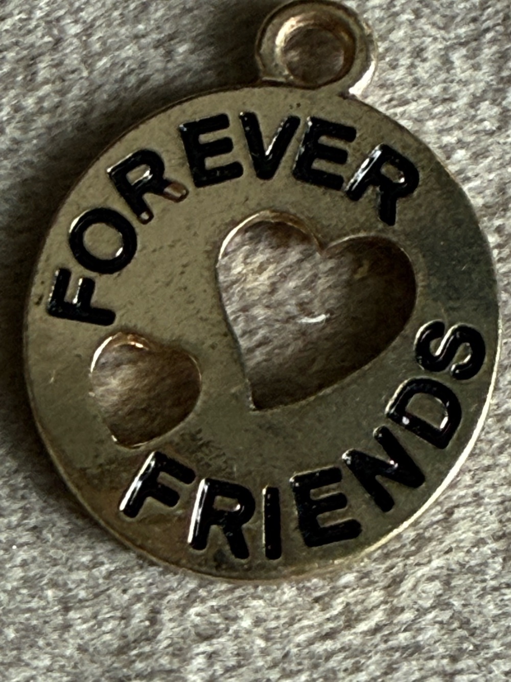 "Forever Friends" Round Heart Charm - Gold Tone